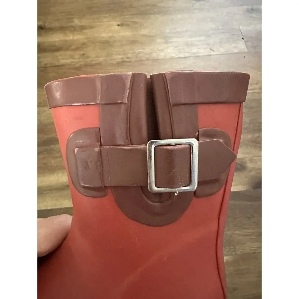 SweetHoney (Whim & Wander) Rain Boots Cranberry Red Waterproof Buckle Preppy 6